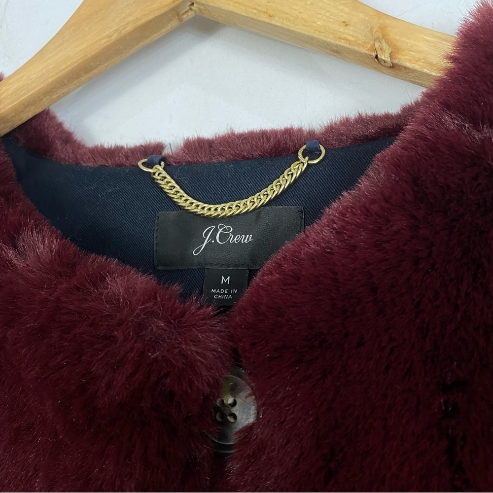 J.CREW Collection Louisa Lady Jacket Faux Fur Burgundy - Picture 7 of 9